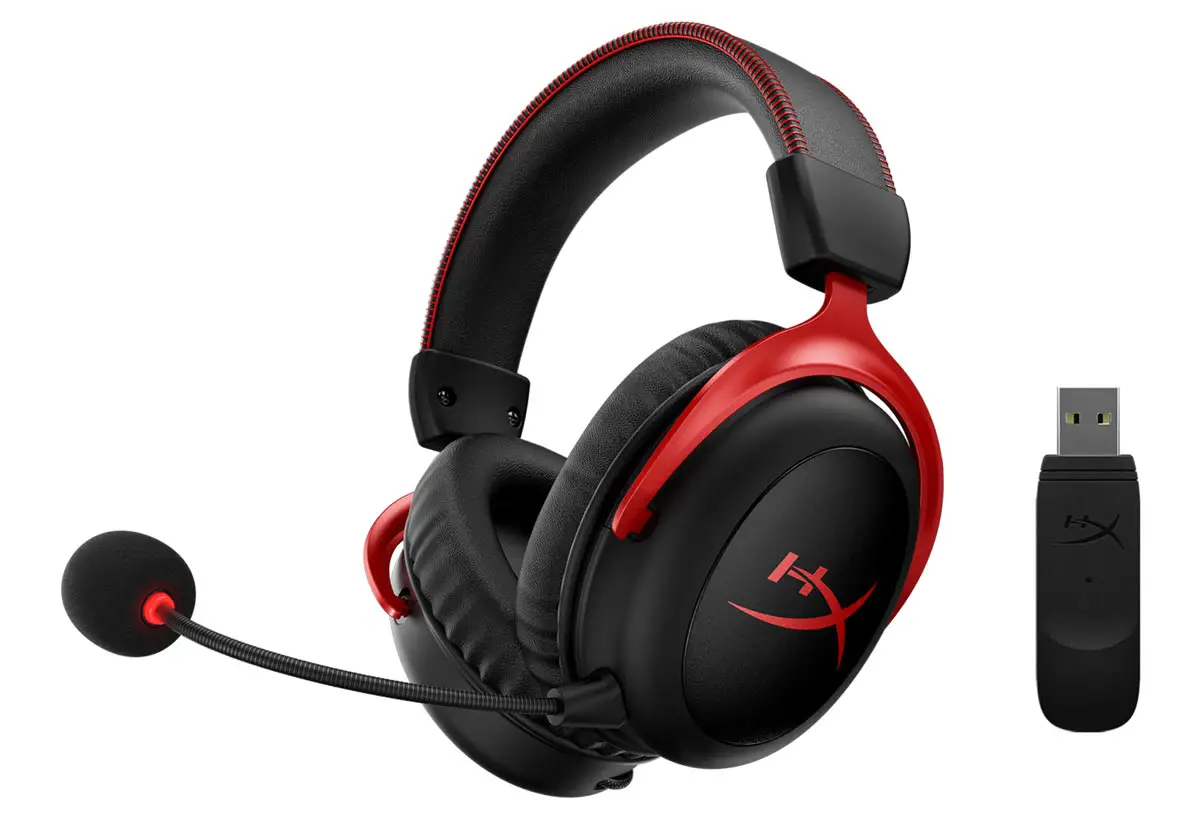 The HyperX Cloud II Wireless gaming headset with USB dongle