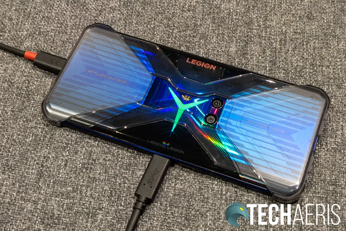 The Lenovo Legion Phone Duel gaming smartphone can be charged with two USB-C cables at once
