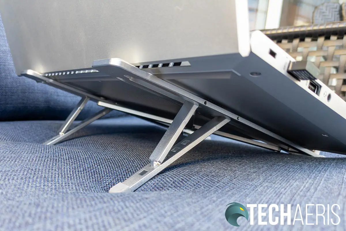 The HyperStand portable laptop stand with 14-inch laptop