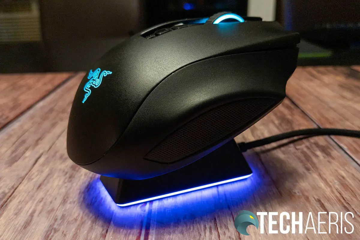 The Razer Mouse Dock Chroma with Razer Naga Pro wireless gaming mouse