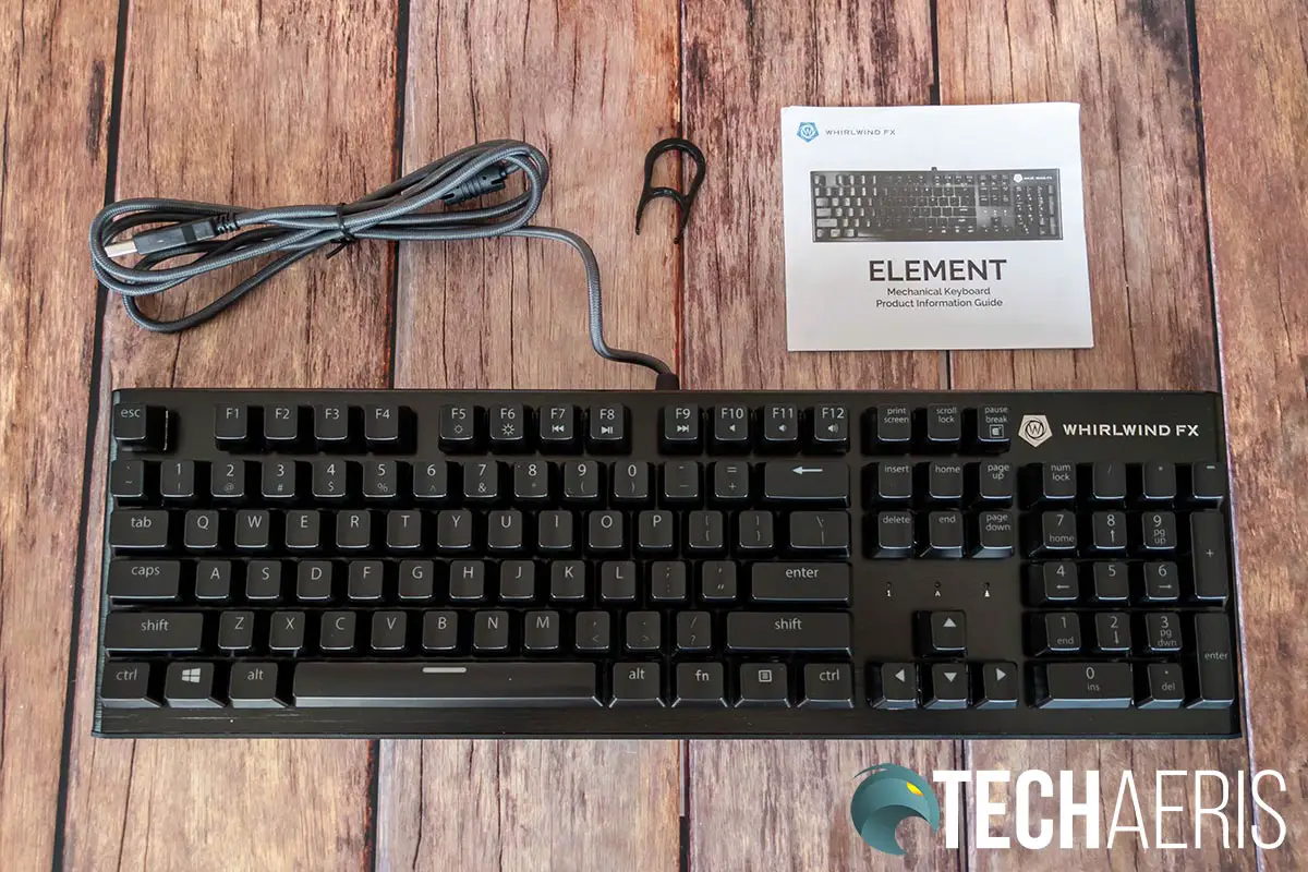What's included with the Whirlwind FX Element mechanical gaming keyboard