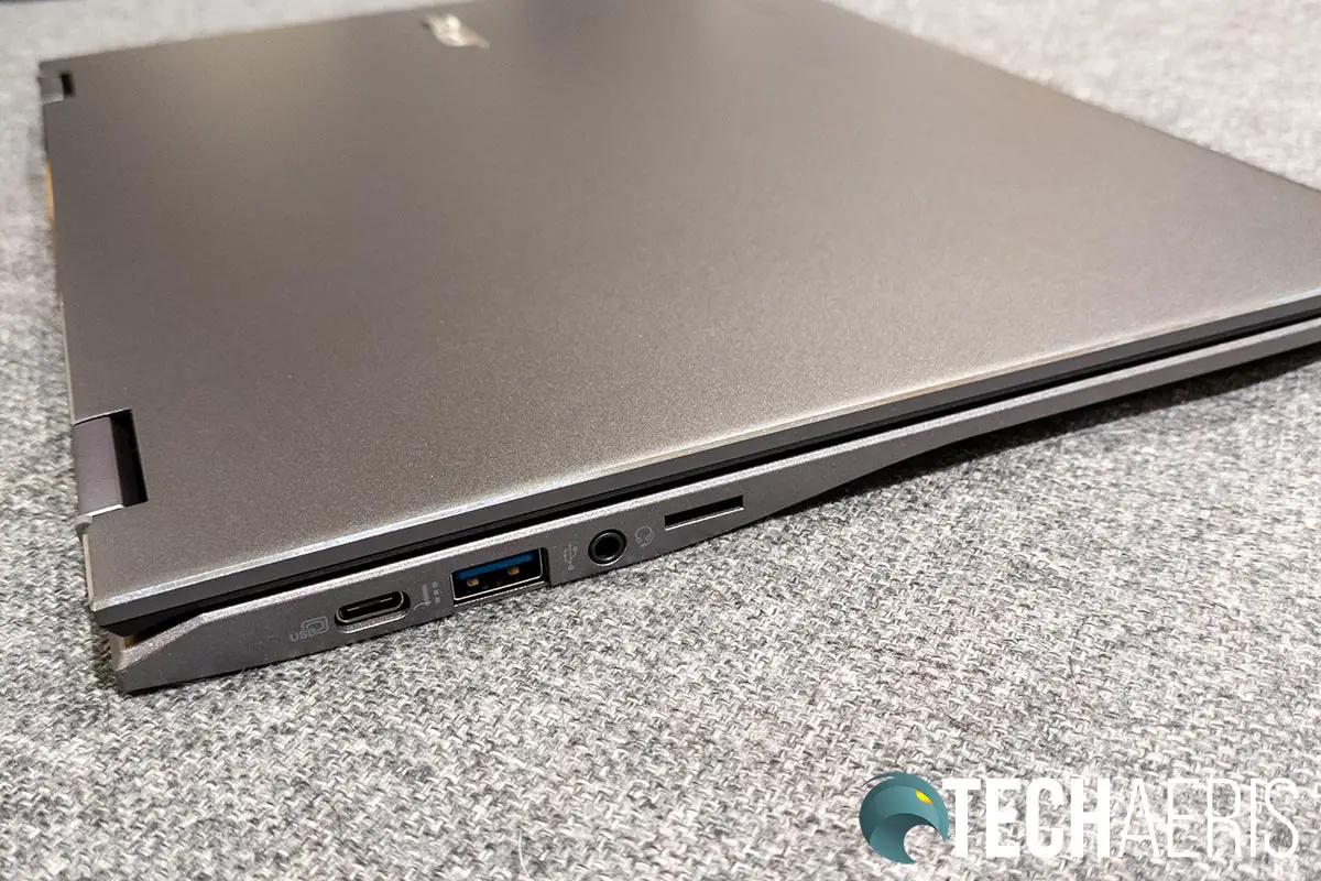 The ports on the left side of the Acer Chromebook Spin 713