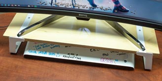 Fluidstance Raise monitor stand with Fluidstance Slope whiteboard and monitor