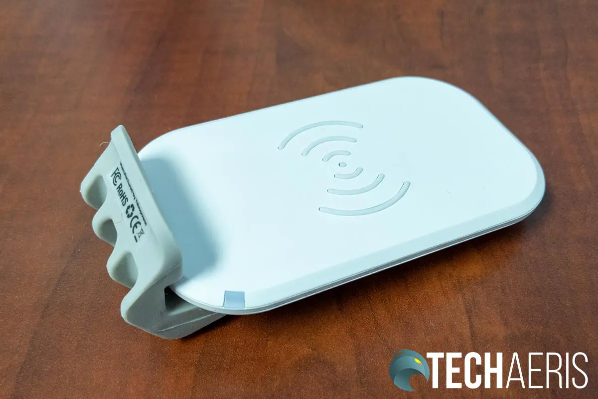 The wireless charging pad included with the Fluidstance Slope+