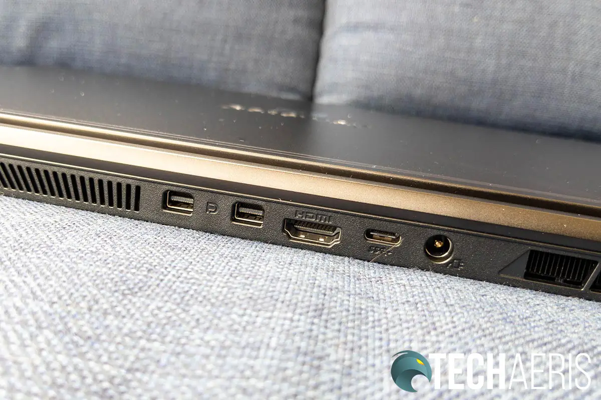The ports on the back of the Gateway Creator Series laptop