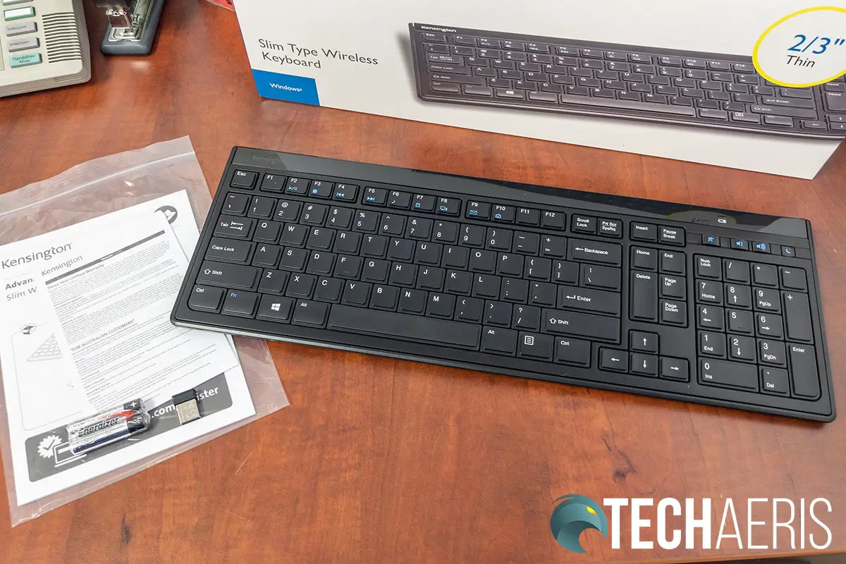 What's included with the Kensington Slim Type Wireless Keyboard