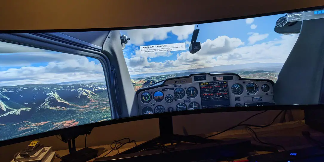 Microsoft Flight Simulator 2020 running on Samsung Odyssey G9 gaming monitor