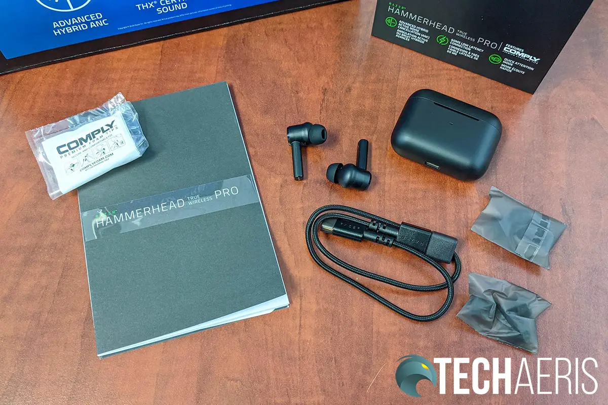 What's included with the Razer Hammerhead True Wireless Pro earbuds
