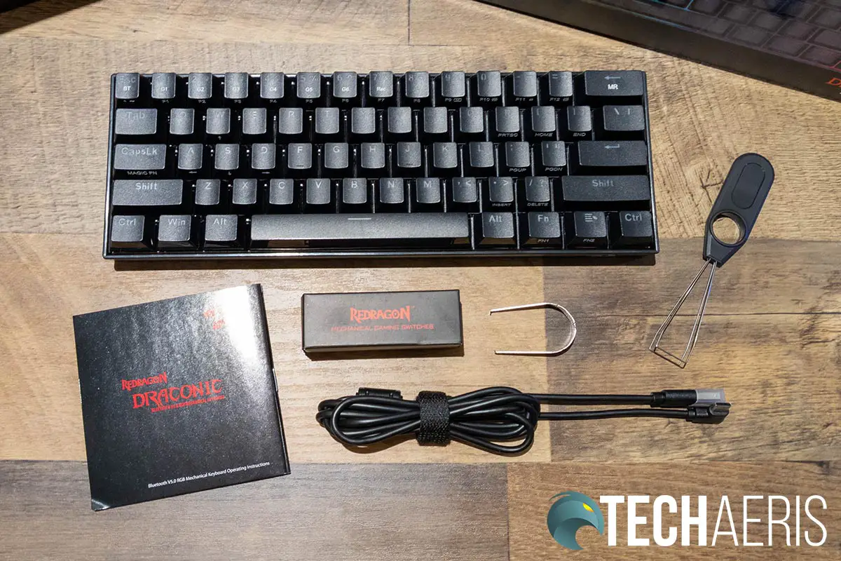 What's included with the Redragon K530 Draconic 60% mechanical keyboard