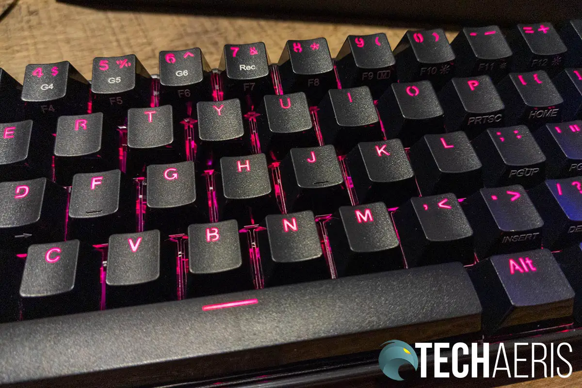 RGB lighting on the Redragon K530 Draconic mechanical gaming keyboard
