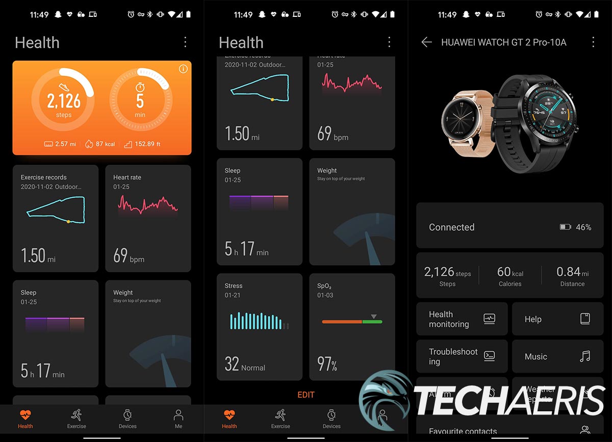 Huawei Health Android app screenshots