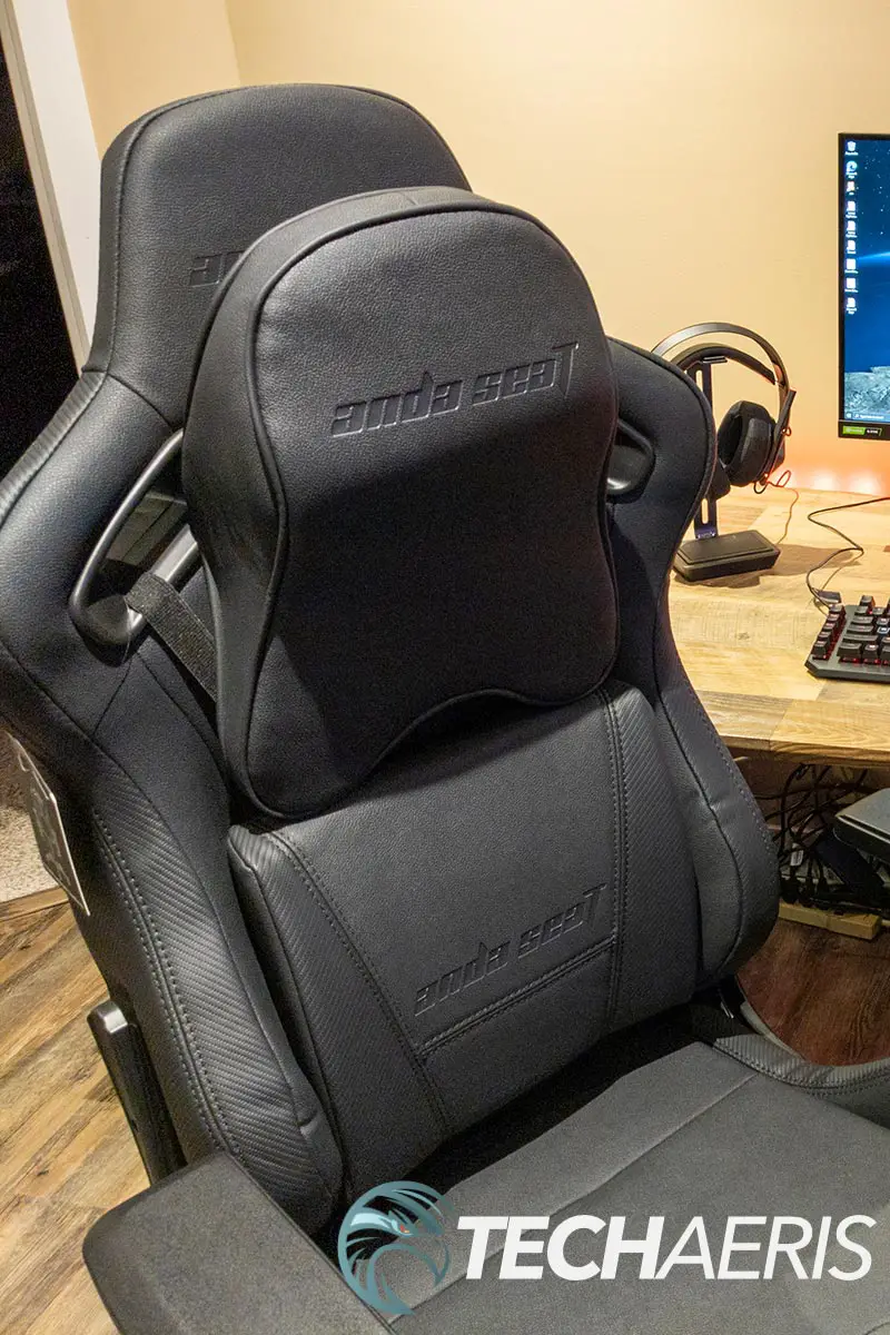 The two memory foam support cushions included with the Anda Seat Dark Knight gaming chair