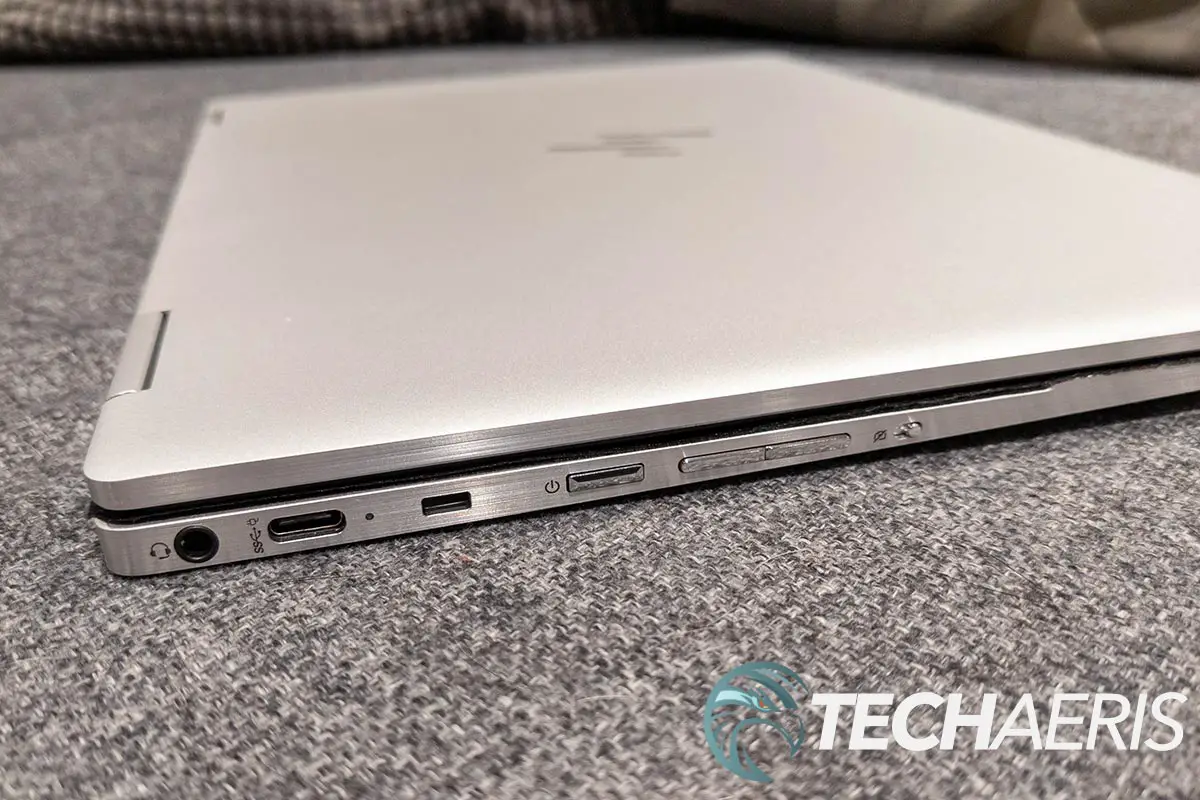 The ports on the left side of the HP Elite c1030 Chromebook Enterprise laptop