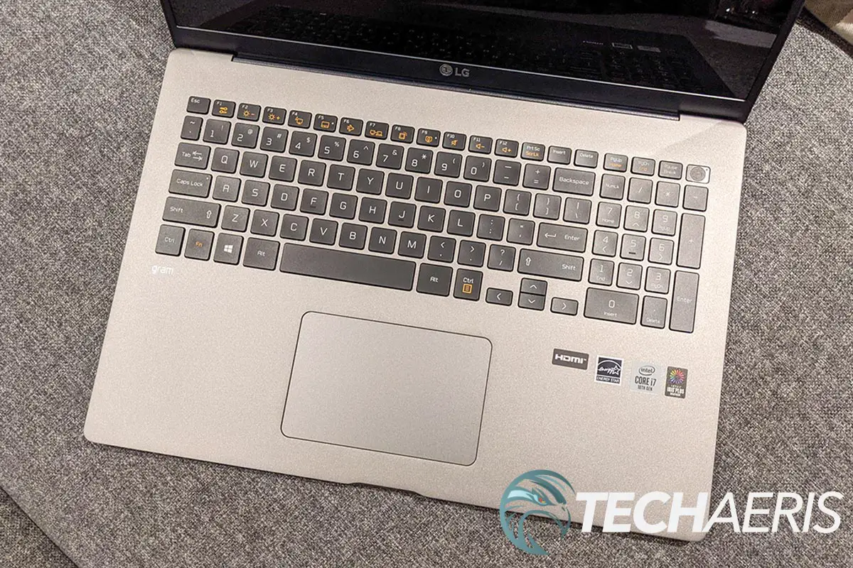 The keyboard on the LG gram for business 17-inch laptop