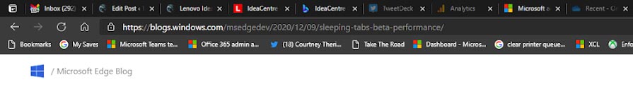 An example of greyed out sleeping tabs in Microsoft Edge