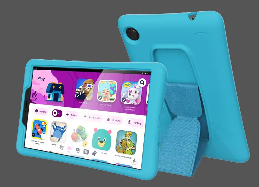 Lenovo Tab M7 with optional kid case front and back view