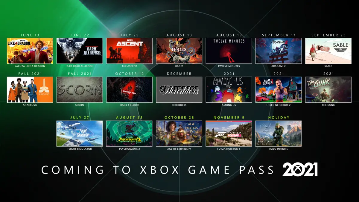 Xbox Game Pass 2021 release calendar with Xbox exclusives