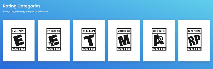 ESRB age rating categories for video games