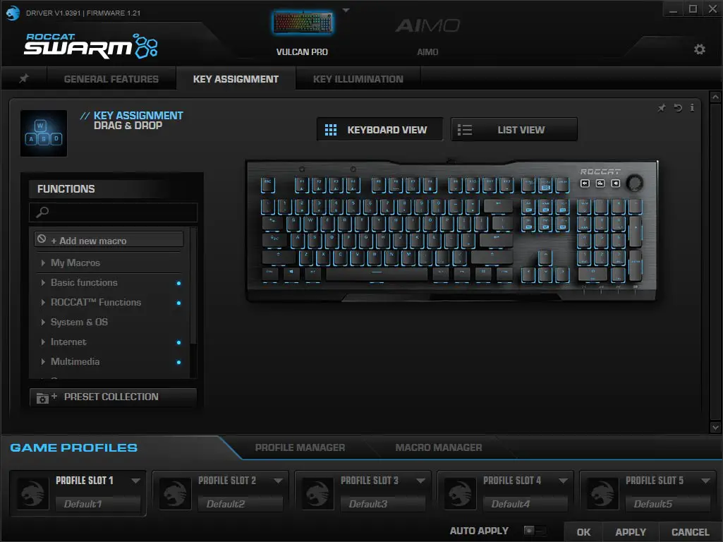Screenshot of the current version of the ROCCAT Swarm Windows application