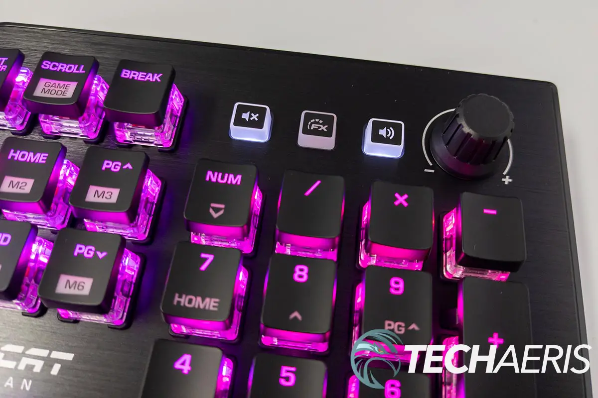 The media controls on the ROCCAT Vulcan Pro optical gaming keyboard