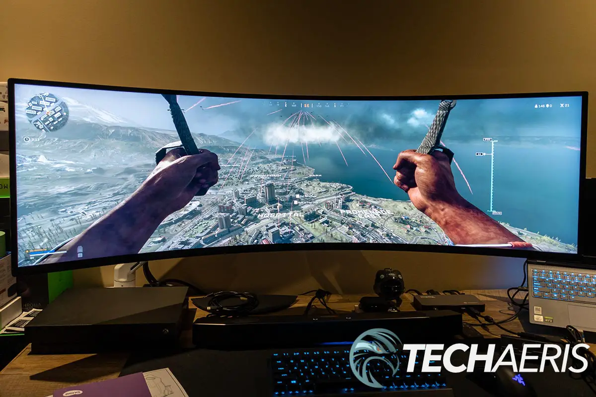Call of Duty: Warzone looks fantastic on the Samsung Odyssey Neo G9 ultra-widescreen Quantum Mini LED gaming monitor