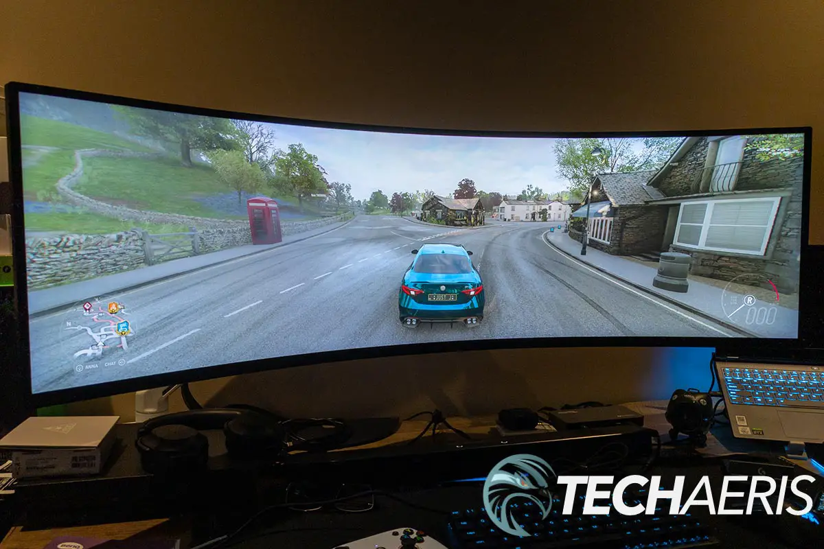 Forza Horizon 4 on the Samsung Odyssey Neo G9 ultra-widescreen Quantum Mini LED gaming monitor