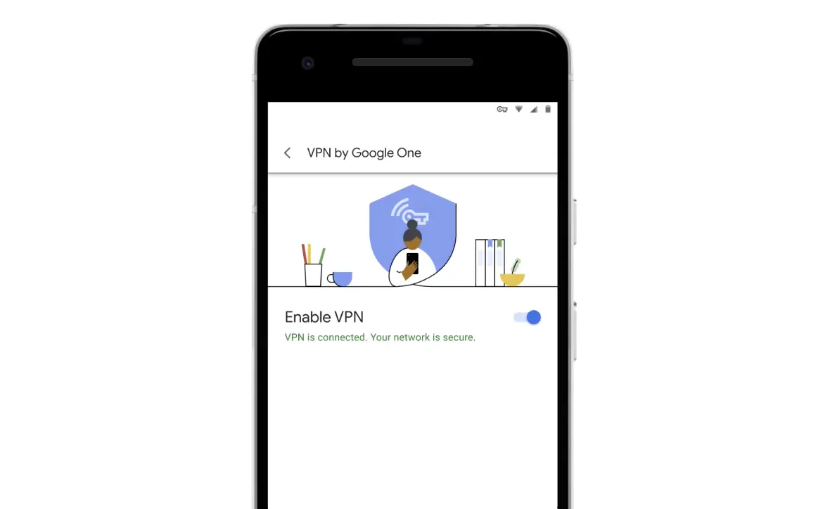 VPN by Google One smartphone mock up