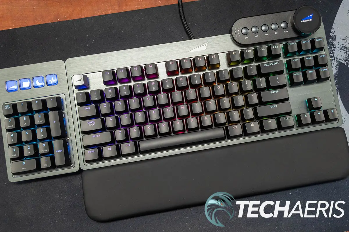 A sample configuration for the Mountain Everest Max modular mechanical keyboard