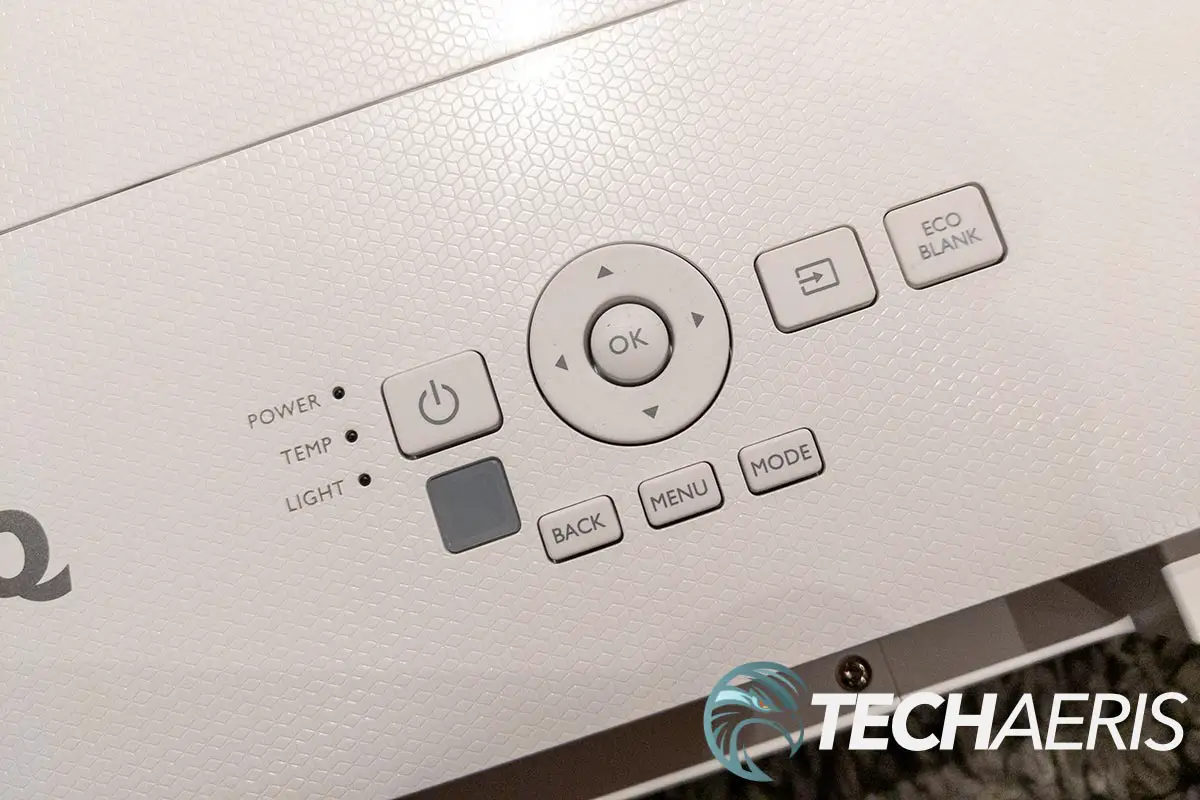The controls on the top of the BenQ TK700STi 4K HDR gaming projector