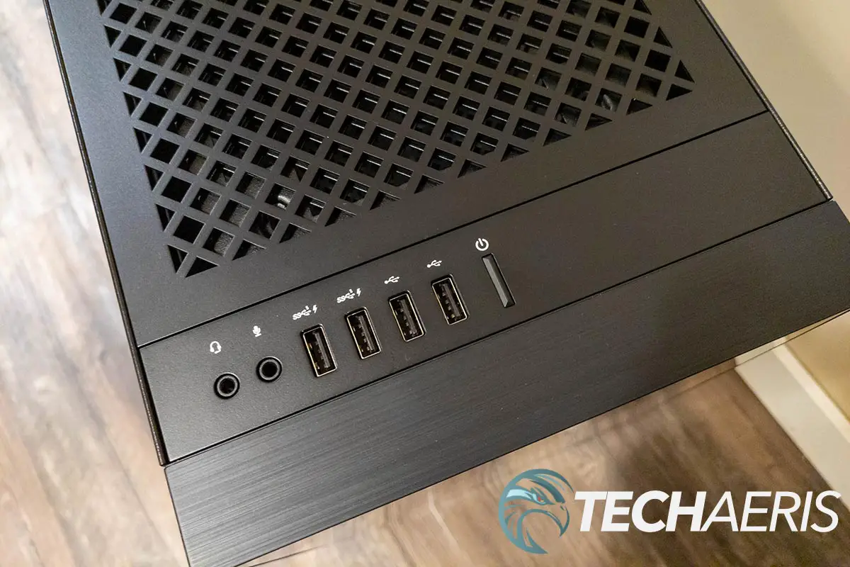The ports on the top of the HP OMEN 45L gaming desktop