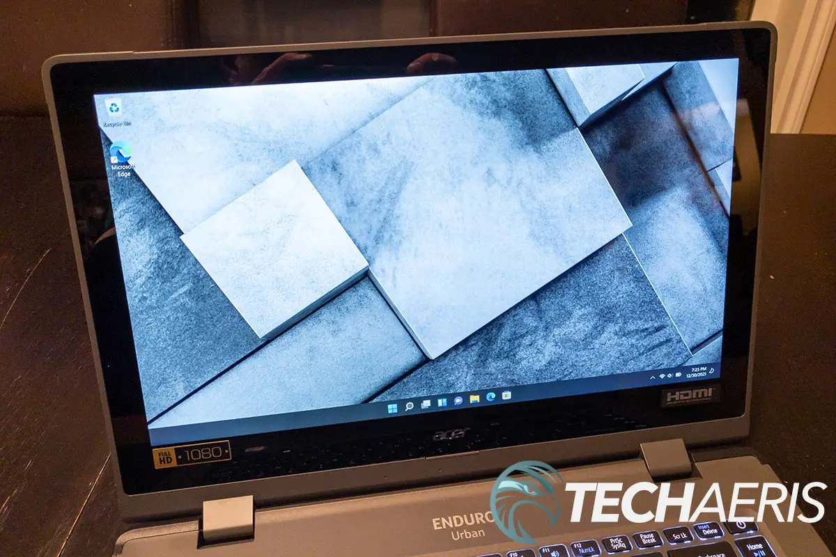 The display panel has larger bezels on the Acer ENDURO Urban N3 rugged notebook
