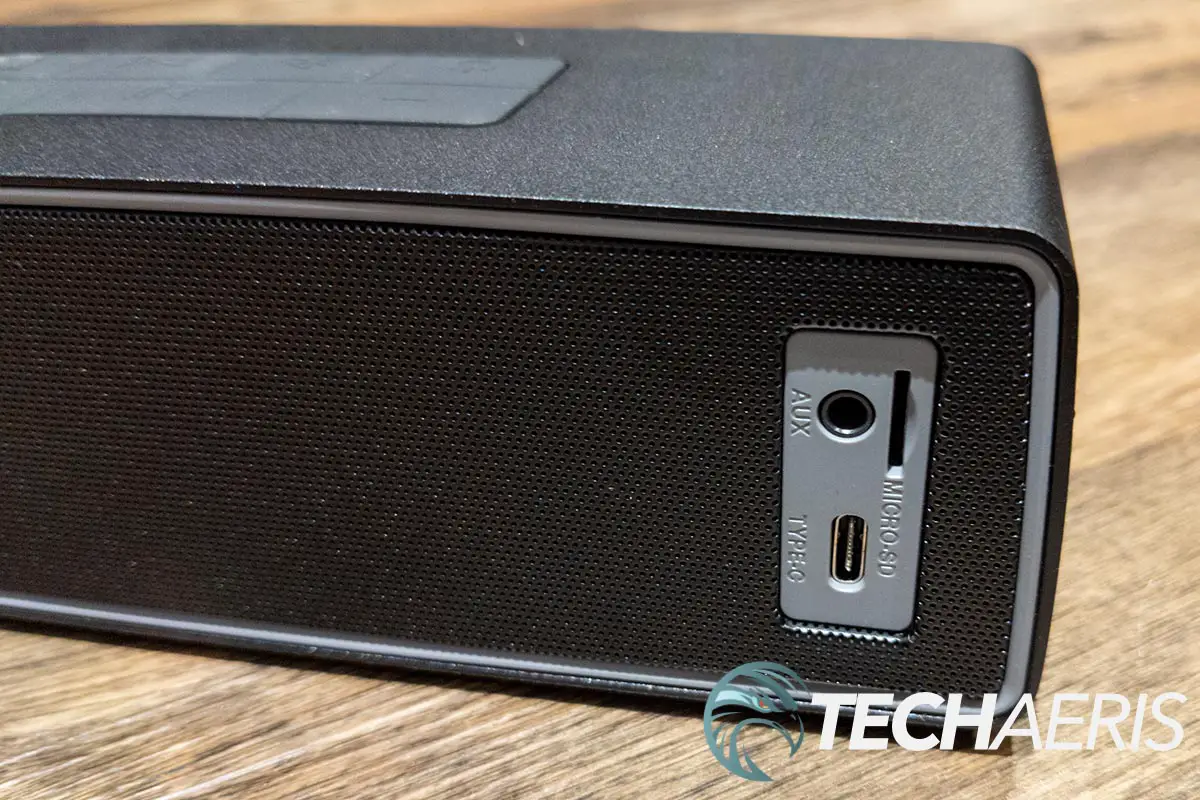 The ports on the back of the Tronsmart Studio portable Bluetooth speaker