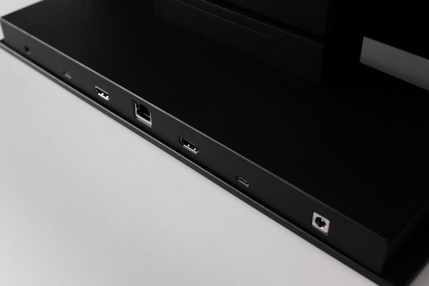The ports on the Geminos stacked dual-screen monitor