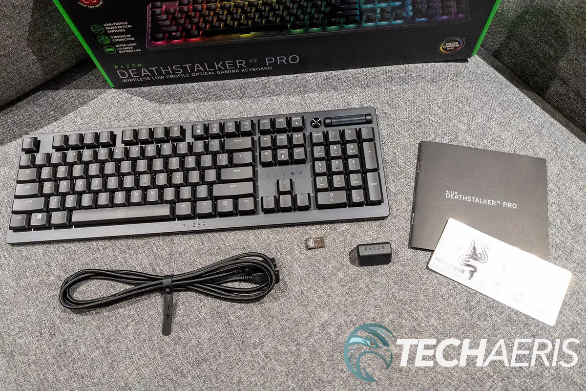 What's included with the Razer DeathStalker V2 Pro optical wireless gaming keyboard