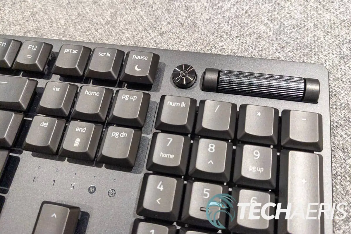 The media button and rocker on the Razer DeathStalker V2 Pro optical wireless gaming keyboard