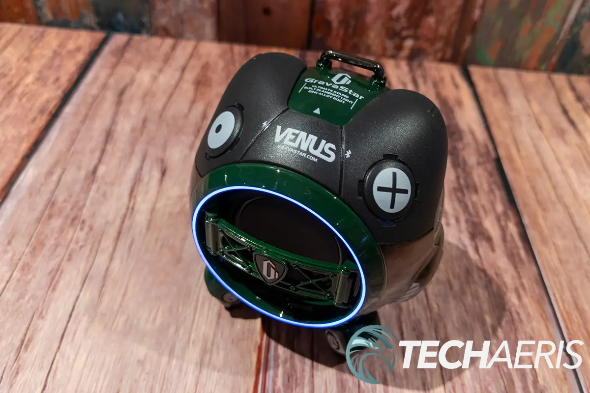 The controls on the top of the GravaStar Venus wireless Bluetooth speaker