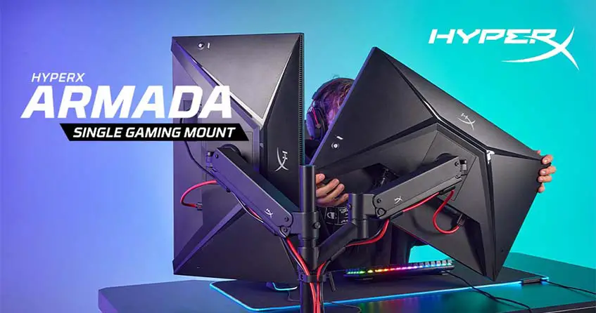 The HyperX Armada Single Gaming Mount lets you easily mount the HyperX Armada gaming monitor.