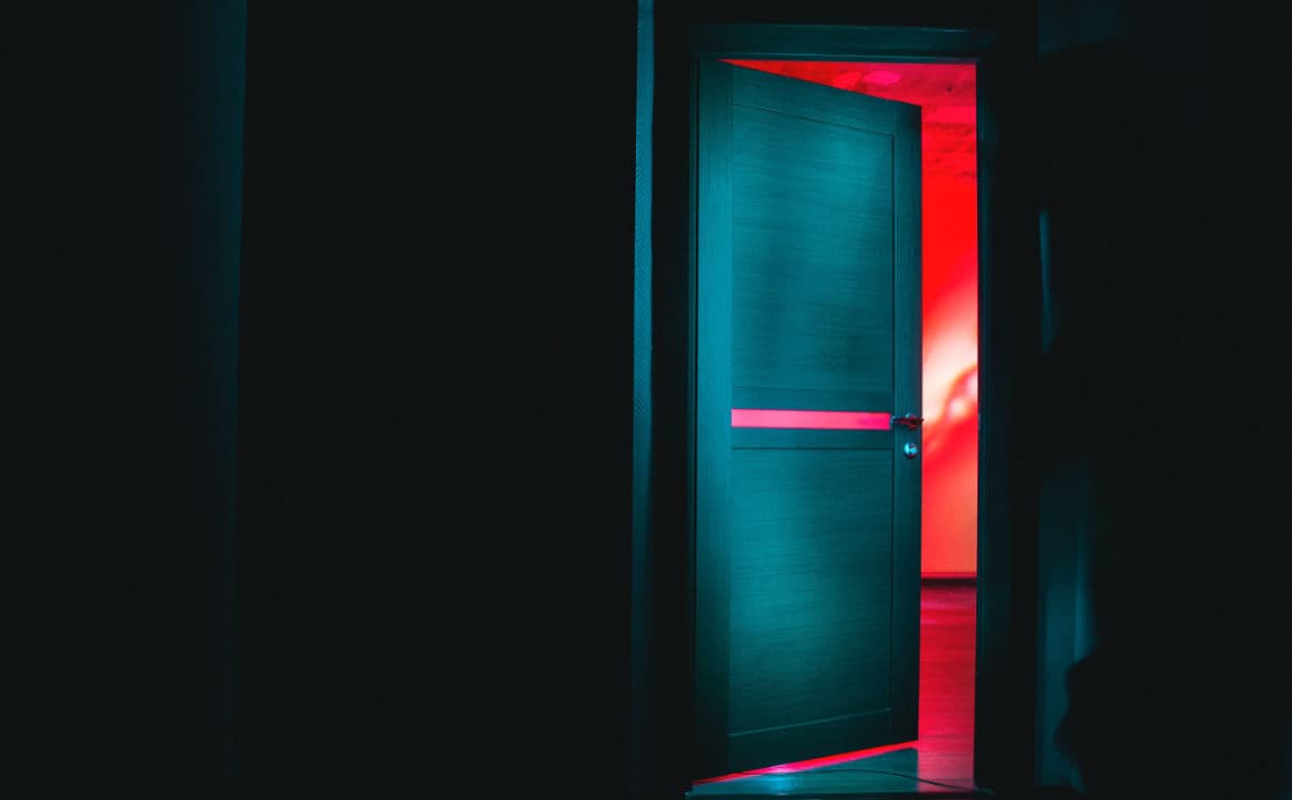door opening red background-min