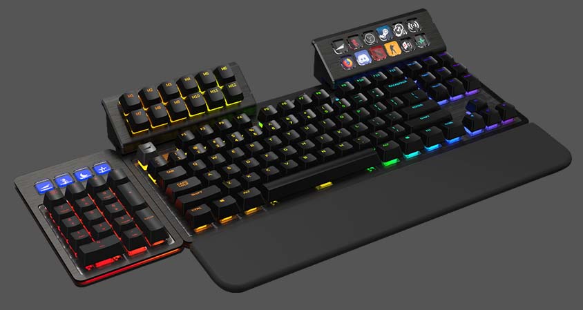 The MacroPad and DisplayPad keypad accessories with the Everest Max mechanical keyboard