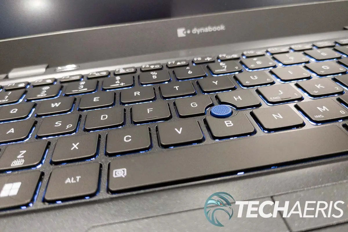 The backlit keyboard on the Dynabook Portégé X30L ultrabook laptop