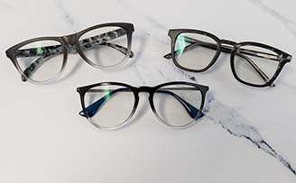 The Blender Eyewear Rock Break, Biz Maker, and Better Biz Blue Light Glasses