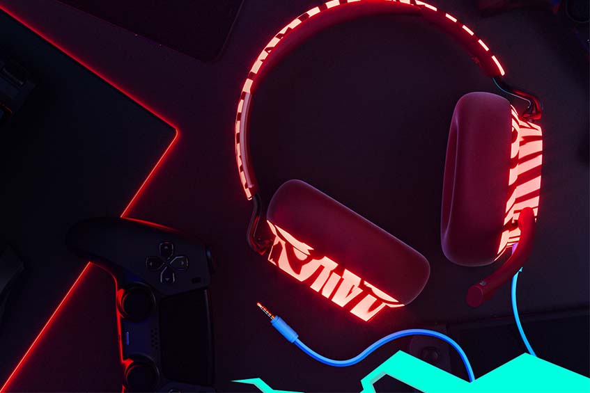 The limited-edition "Doritos Red" SLYR Multi-Platform Gaming Headset features UV-reactive blacklight glow.