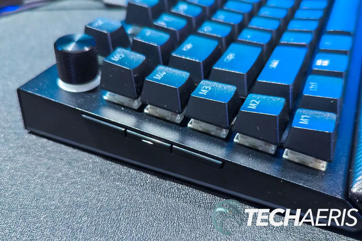 The three macro buttons on the left side of the Razer BlackWidow V4 Pro mechanical gaming keyboard