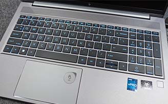 The backlit keyboard on the HP ZBook Power G9 15.6" laptop