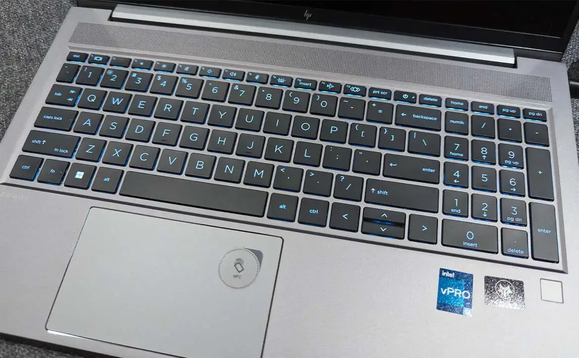 The backlit keyboard on the HP ZBook Power G9 15.6
