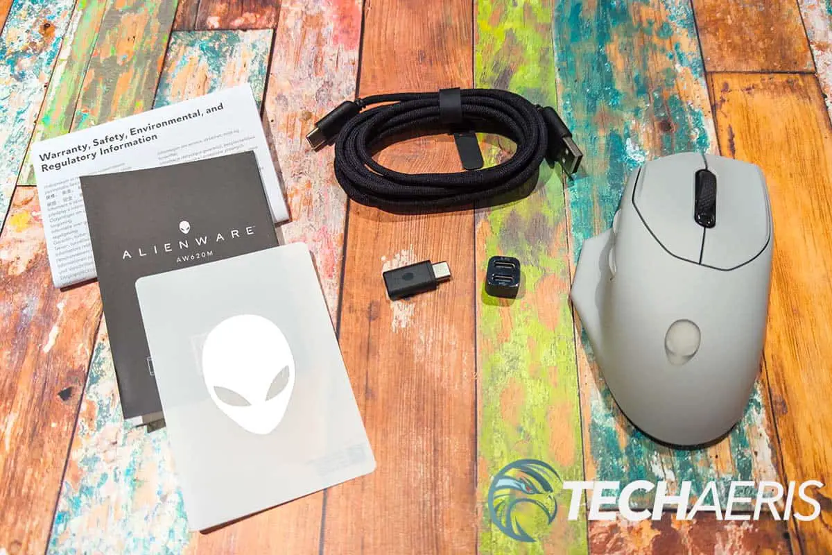 What's included with the Alienware AW620M Wireless Gaming Mouse
