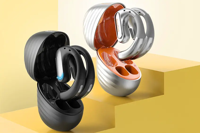 The OneOdio OpenRock Pro true wireless sports open earbuds are available in black or silver