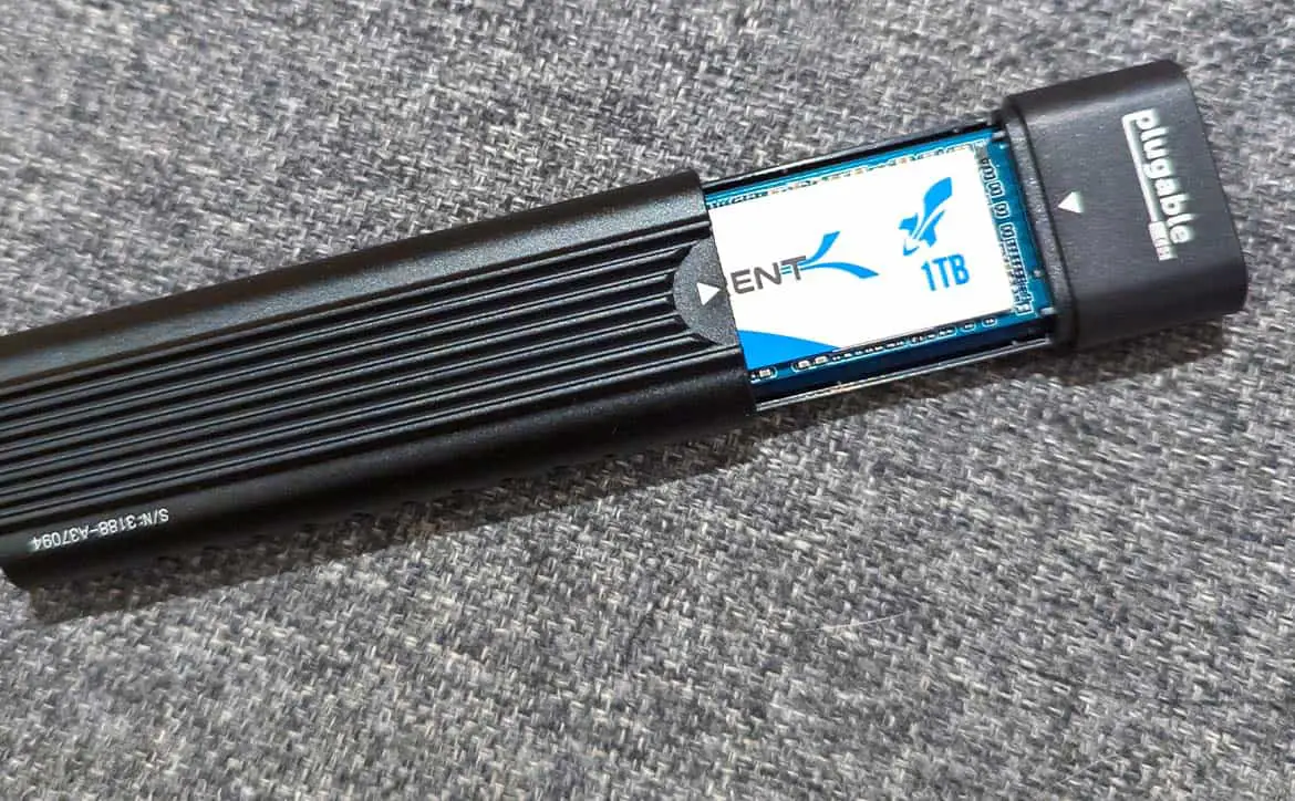 The Plugable USBC-NVME USB 3.1 Gen 2 Tool-Free NVMe Enclosure