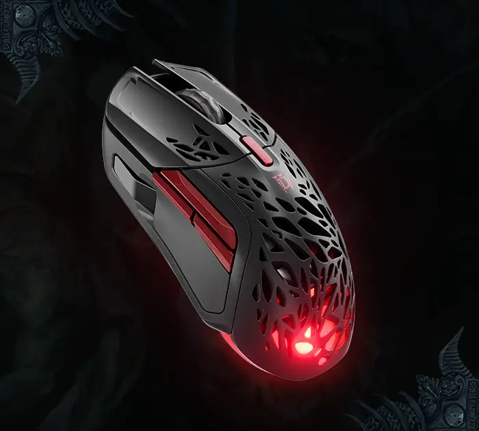 The SteelSeries Aerox 5 Wireless | Diablo IV Edition gaming mouse