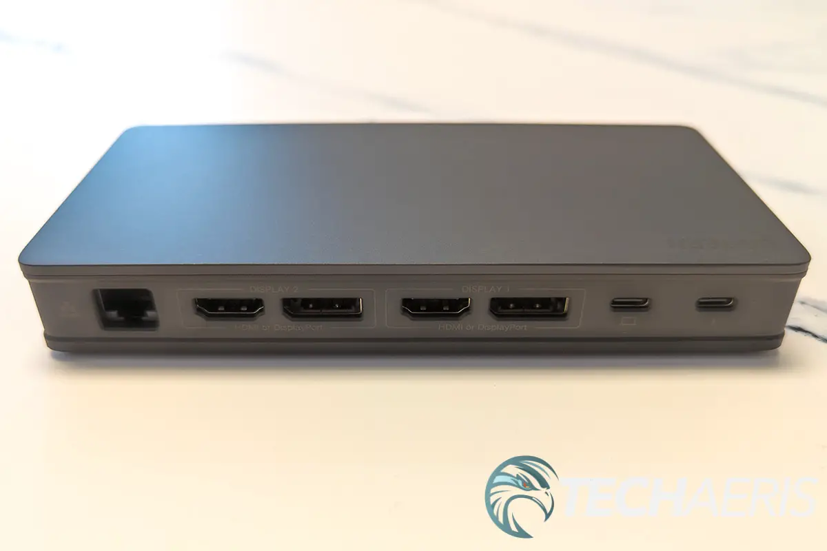 The ports on the back of the UGREEN 90912 9-in-1 USB-C Docking Station